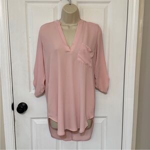Lush Blush Pink V-Neck Tunic Top Lightweight Size XS